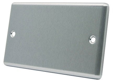 AET CSC2GBP Satin Chrome Classical Double Electrical Blanking Plate 2-Gang, Silver