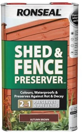 Ronseal RSLSFAB5L 5 Litre Shed and Fence Preserver - Autumn Brown