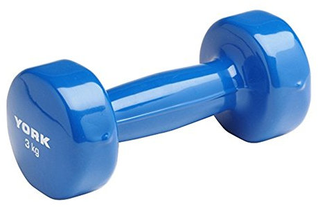 York Fitness Single Vinyl Dipped Dumbbell (Fitbell), Blue, 3 Kg