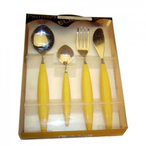 Set Posate Elica Giallo 24 Pz per 6 persone made in Italy Pinti Acciaio Inox