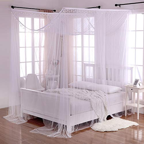 Cotton Loft Zanzariera a baldacchino velata a 4 montanti, in cotone, bianco, taglia unica