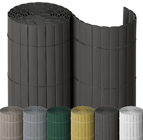NOOR PVC Sichtschutzmatte - wetterfester Sichtschutzzaun für Balkon, Terrasse und Garten - stabile Balkonverkleidung als Sichtschutz - einfache Montage der Zaunblende - Anthrazit 200 cm x 3 m