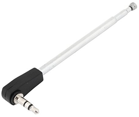 sourcing map 3.5mm FM Telescopic Antenna, 22.5cm Long 4 Section Portable Radio Replacement Telescoping Audio Antenna Stainless Steel Connector for 3.5mm FM Radio Plug-in Stereo