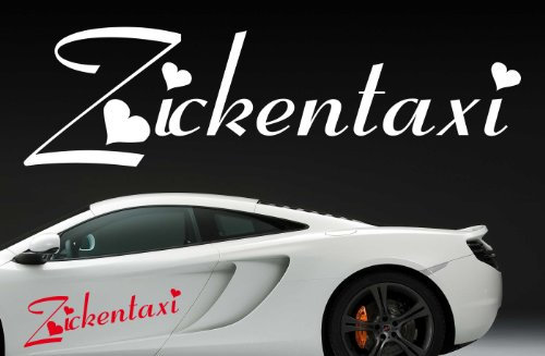 (58x16cm) rot - Z102 'Zickentaxi' - Autoaufkleber Spruch lustig Heckscheibe Motorhaube Autofolie