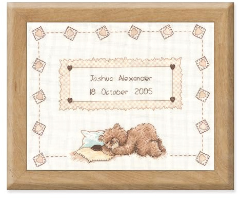 Vervaco Sleepy Popcorn Birth Sampler Counted Cross Stitch, Multi-Colour