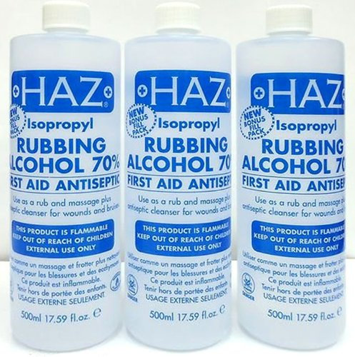Haz 500 ml Isopropyl Rubbing Alcohol First Aid Antiseptic - Pack of 3