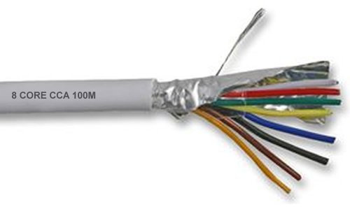 kenable Alarm Security SCREENED CCA Cable 8 Core White 100m [100 metres]