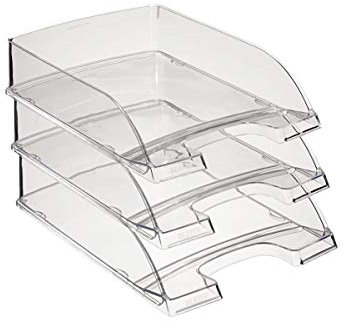 Leitz Briefkorb Standard A4, 5er Pack, Transparente Briefablage in Premium-Qualität, Stapelbare Ablagefächer als Schreibtisch-Organizer, Kombinierbar mit Plus-Serie, Glasklar, 52260002