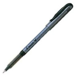 Pack of 12 Felt-Tip Pens Ultra-Fine Metal Bound Liquid Ink Black Plastic Barrel Pilot V-Razor Point