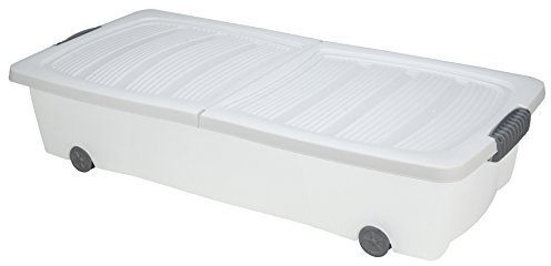 Unterbettkommode Weiß 40l Rollbox Räder Unterbettbox Spielzeugkiste