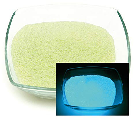 lumentics Premium Nachleuchtsand/Glühgranulat - Im Dunkeln leuchtende Farbkörnchen, nachleuchtende Farbkörner, Farbgranulate, Leuchtdekor, Leuchtsteine (ca. 0.5mm) (100g, Blau)