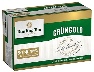 Bünting Tee Grüngold, 4er Pack (4 x 50 Großkannenbeutel) - Schwarztee