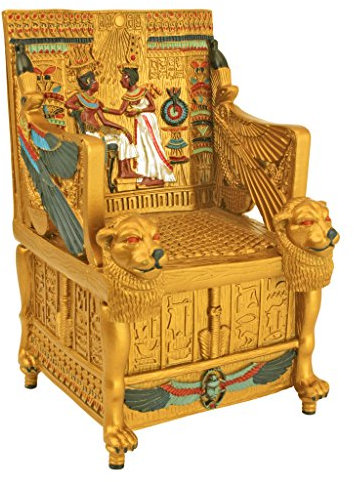 Egiziano Décor Trinket - Trono d'Oro Jewelry Box di Re Tut - statue egizie