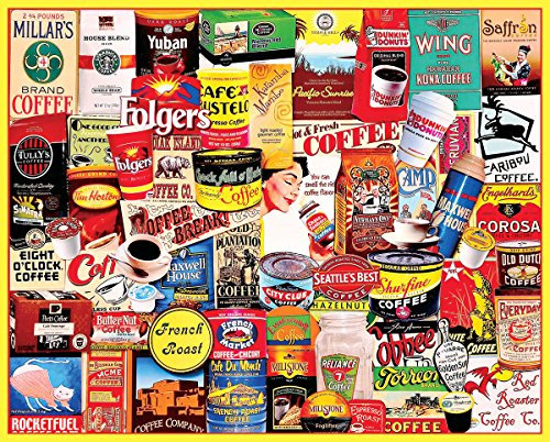 White Mountain Puzzles - Great Coffee Brands - 1,000 Piece Jigsaw Puzzle