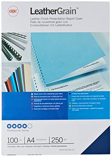 LeatherGrain Umschlagmaterial, A4, 100 Stück, königsblau