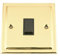 Light Switch 1 Gang - Victorian Polished Brass - Black Insert Plastic Switch - 10 Amp Single 1 Gang 2 Way