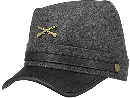 Lipodo Südstaaten Schildmütze Herren - Armycap mit Wolle - Cap in S-XL - Schirmmütze in Grau - Originalgetreue Details - Sommer Winter historische USA Mütze grau L (58-59 cm)