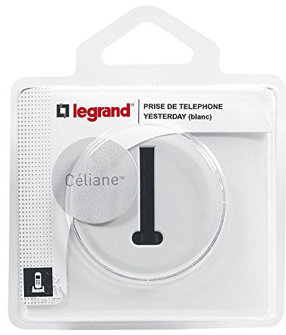 Legrand - Prise téléphone avec plaque Céliane - 8 contacts en T - Blanc
