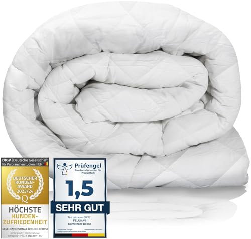 Feluna® Ganzjahres-Decke Kamelhaar-Steppdecke aus 100% Kamelhaarflaum Winter-Bettdecke - (135 x 200 cm)