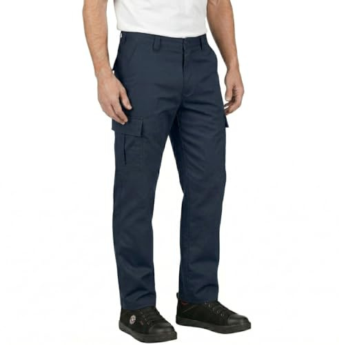 Lee Cooper Men's Cargo Trousers with Multi Pocket Easy Care Safety Workwear Pants Durable Heavy-Duty Work Trouser Regular Fit Button & Zip Closure Pant for Men Casual Wear (Navy, 38W / 31L)