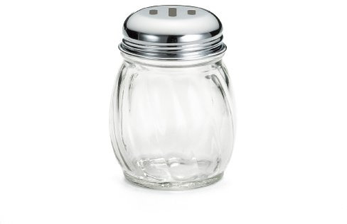 Swirled Glass Cheese Shaker with Slotted Chrome Top 6oz (177ml) - Pack Size: 1x12