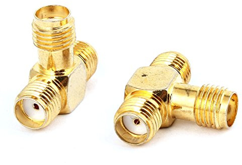 sourcingmap SMA Femelle 2 Droit vers SMA Femelle à fiche T pour câble coaxial RF