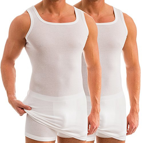 HERMKO 16027 2er Pack Herren extralanges Unterhemd aus Baumwolle/Modal