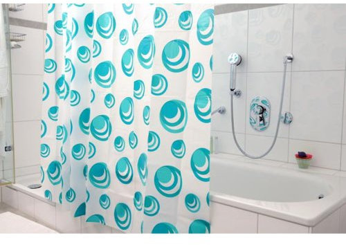 HAB & GUT -DV042V- Rideau de Douche avec Cercles en Vert émeraude, 180 x 180 cm