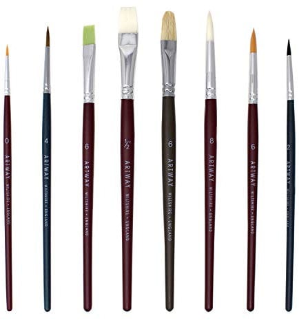 Artway Premium Mixed Artist Paintbrush Set (x8) - Nylon, Hog & Natural Hair Brushes