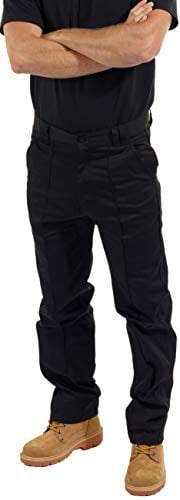 SITE KING Mens Classic Workwear Trousers Sizes 28 to 52 Reg or Long with Button & Zip Fly (36 Waist / 29 Short Leg, Black)