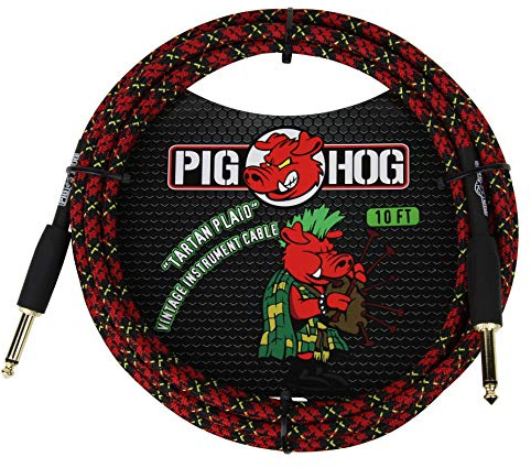 Pig Hog PCH10PL 1/4 to 1/4 Tartan Plaid Guitar Instrument Cable, 10 Feet