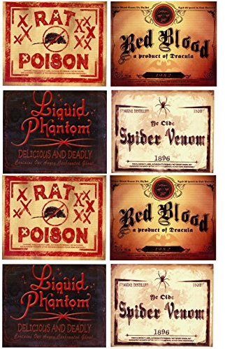 Spassprofi 8 Horror Flaschenaufkleber Aufkleber für Flaschen Halloween Horror Beschriftung Etikett Etiketten
