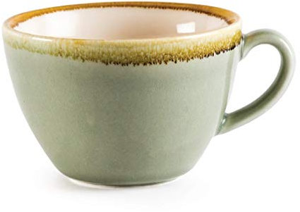Olympia Kiln Cappuccino Coffee Cups Set 340 ml/12 oz (Pack of 6), Moss, Fits Saucers: GP349, GP481, GP333 and GP365, Vitrified Porcelain, Dishwasher & Microwave Safe, BS4034 Certified, GP480