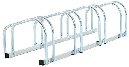 HOMCOM Bike Stand Parking Rack Floor or Wall Mount Bicycle Cycle Storage Locking Stand (4 Racks, Silver)
