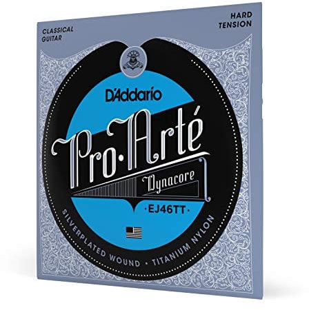 D'Addario Guitar Strings - Pro-Arte Classical Guitar Strings - EJ46TT Dynacore - Silver Plated Wrap, Composite Dynacore, Titanium Nylon Trebles - Hard Tension, 1-Pack