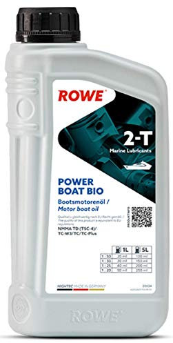 ROWE 20034 HIGHTEC POWER BOAT 2-T BIO - Hochleistungs-2-Takt-Motorenöl für Außenbordmotoren - 1 Liter