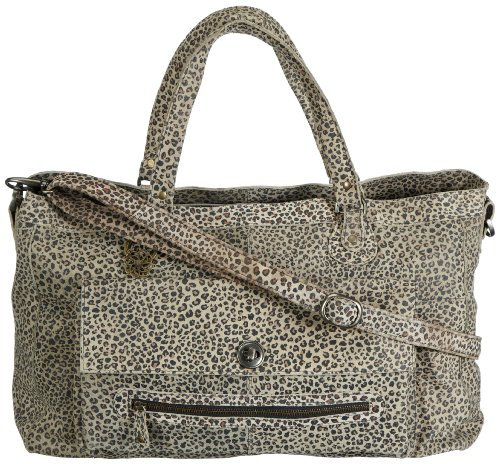 PIECES Totally ROYAL Leather TRAVEL Bag Leo 17049854, Damen Schultertaschen, Braun (Cognac. Pattern:Leopard), 48x31x14 cm (B x H x T)