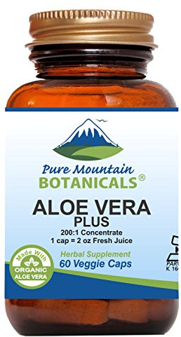 Pure Mountain Botanicals Aloe Vera Capsules - Organic Aloe Vera with Acemannan - Marshmallow Root - Slippery Elm - 60 Count - Vegan - Kosher - Non-GMO