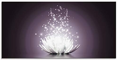 ARTland Wanddeko Glasbilder Wandbild Glas Bild einteilig 100x50 cm Querformat Asien Botanik Blumen Blüten Lotusblume Seerose Abstrakt Lila Violett S6CA