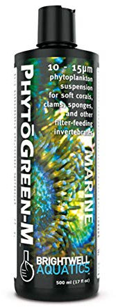 Brightwell Aquatics PhytoGreen-M, sospensione fitoplancton da 10 – 15 micron, per coralli morbidi, vongole, spugne e altri filtri, 250 ml