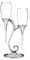 Hortense B. Hewitt Raindrop Shaped Champagne Toasting Flutes with Silver Color Swirl Stand, Silver