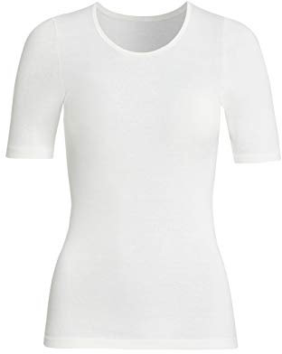 con-ta Kurzarm Shirt, warmes Basic für Damen, aus weichem Angora und Baumwolle, klassisches T-Shirt, dezentes Oberteil, in Wollweiß, Größe: 42