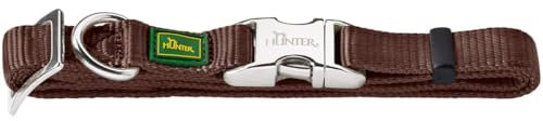 HUNTER Vario Basic Alu-Strong Halsung, Hundehalsband, Nylon, Aluminium Steckverschluss, Braun, L