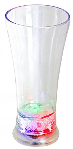 LED-Highlights Led Glas Becher Iceglas 400 ml Led bunt oder blinkend Batterie wechselbar Bar Kunststoff Trinkglas beleuchtet Cocktailglas Leuchtglas
