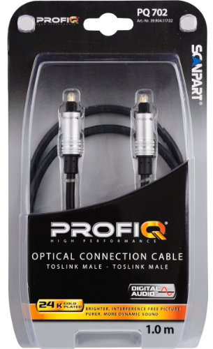 Scan Part Profi Q Optisches Verbindungskabel (24k vergoldet, doppelt abgeschirmt, Toslink (ODT) Stecker, 1m)