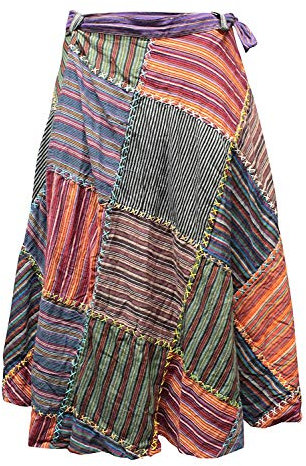 SHOPOHOLIC FASHION Envolvente Redondo Hippy Festival Patchwork Boho Falda Larga