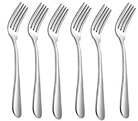 HornTide 6-Piece Dinner Forks Set 4 Tines Fourchette de table Couverts Acier inoxydable polissage miroir 7-pouces 18cm