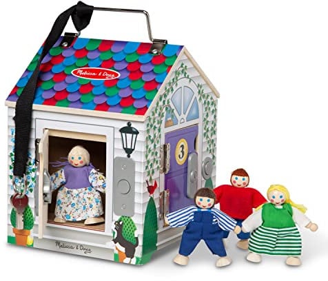 Melissa & Doug Maison En Bois À Sonnettes, Jeux d'imitation, Excellent cadeau pour les filles et les garçons 2505 Multicolore 22,86 cm H x 17,272 cm W x 17,272 cm L