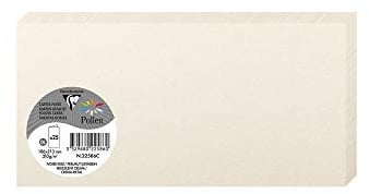 Clairefontaine 22586C - Packung mit 25 Karten Pollen, Format DL (10,6x21,3cm), gefaltet, 210g, ideal für Ihre Einladungen und Korrespondenz, Perlmutt Elfenbein, 1 Pack