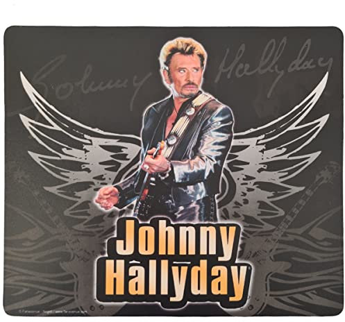 Tapis de souris Johnny Hallyday Rouge, Noir, Blanc Tissu fin et souple 2 millimètres Rectangulaire Design unique pour Jeu